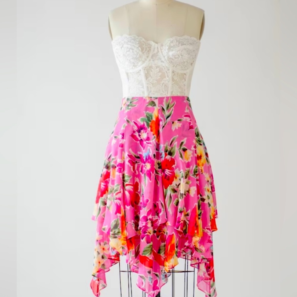 LAUREN by Ralph Lauren Silk Floral Print Skirt NWT Size 16